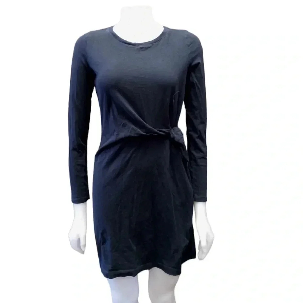 Aerie  Black Long Sleeve Side Tie Up Mini Dress Size Small